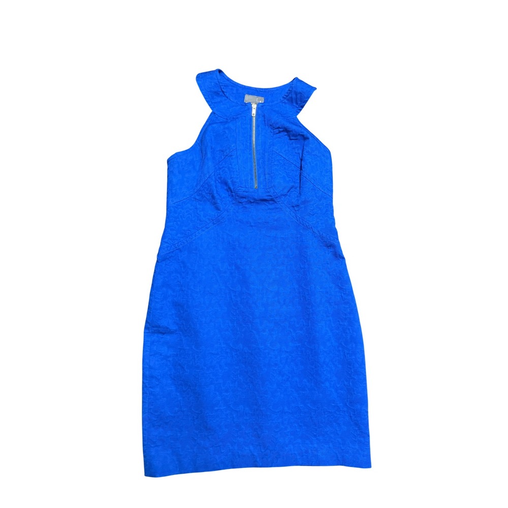 NWT Muse Sheath Dress Royal Blue Jacquard Front Zip Racerback Size 8  Bold Party